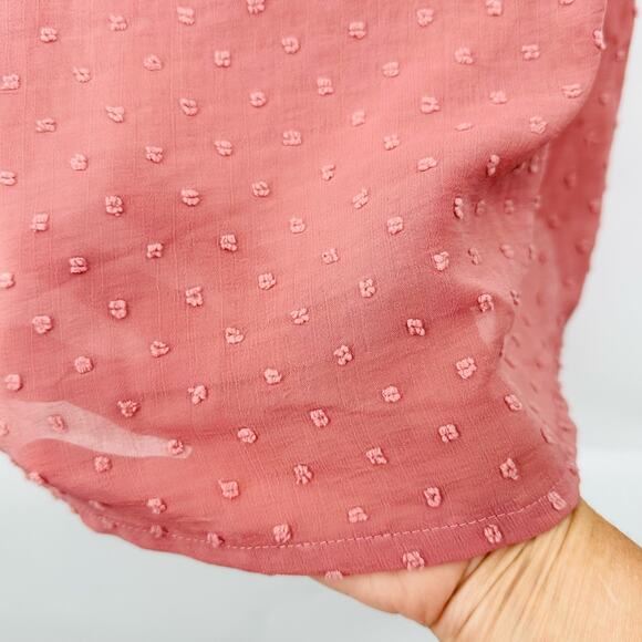 Agnes Orinda Swiss Dot Popover Top Womens Plus Size 4X Pink Sheer Overlay NWT - Picture 6 of 7